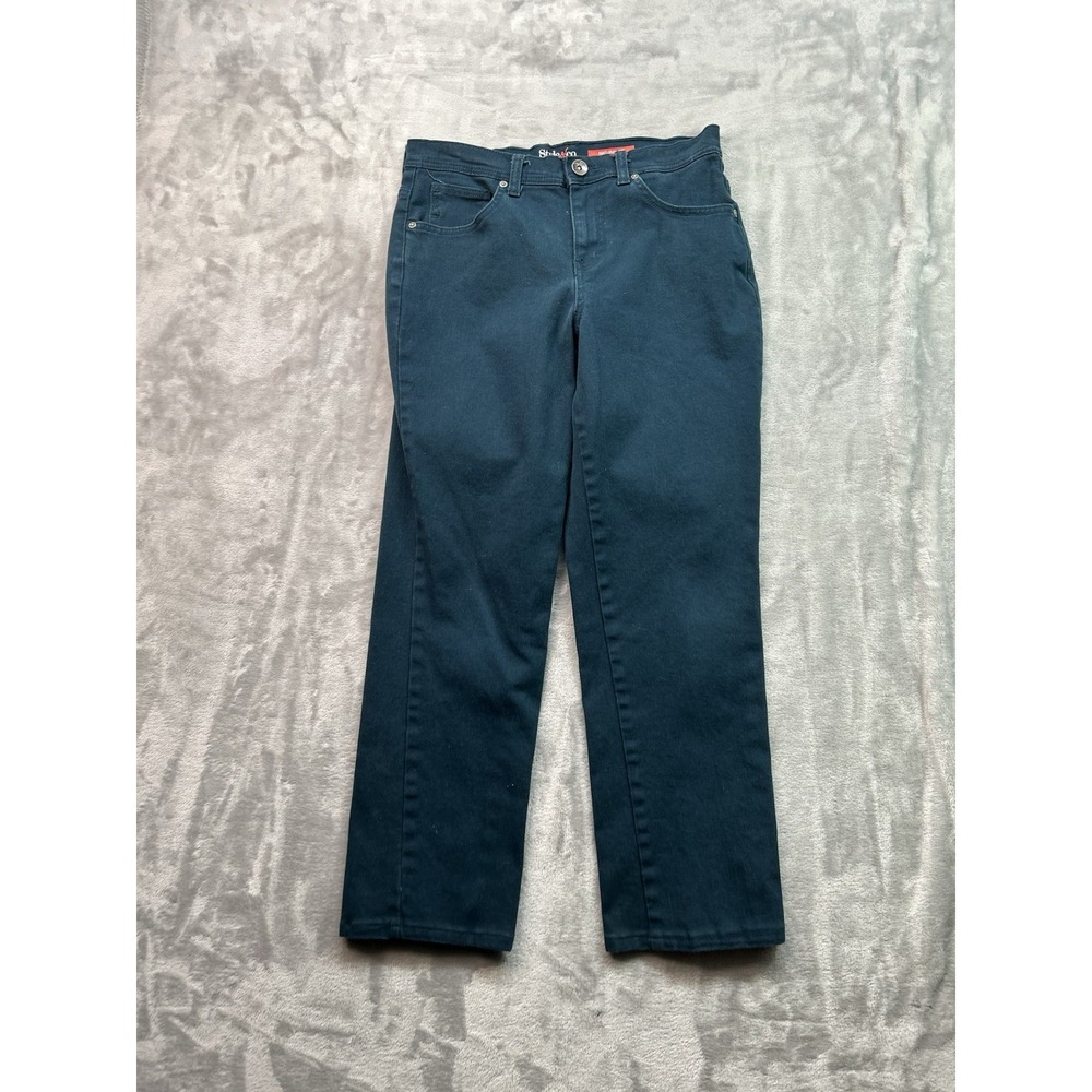 Style & Co Womens Sz 4S Green Jeans Natural Fit Straight Leg Mid Rise Denim Pant